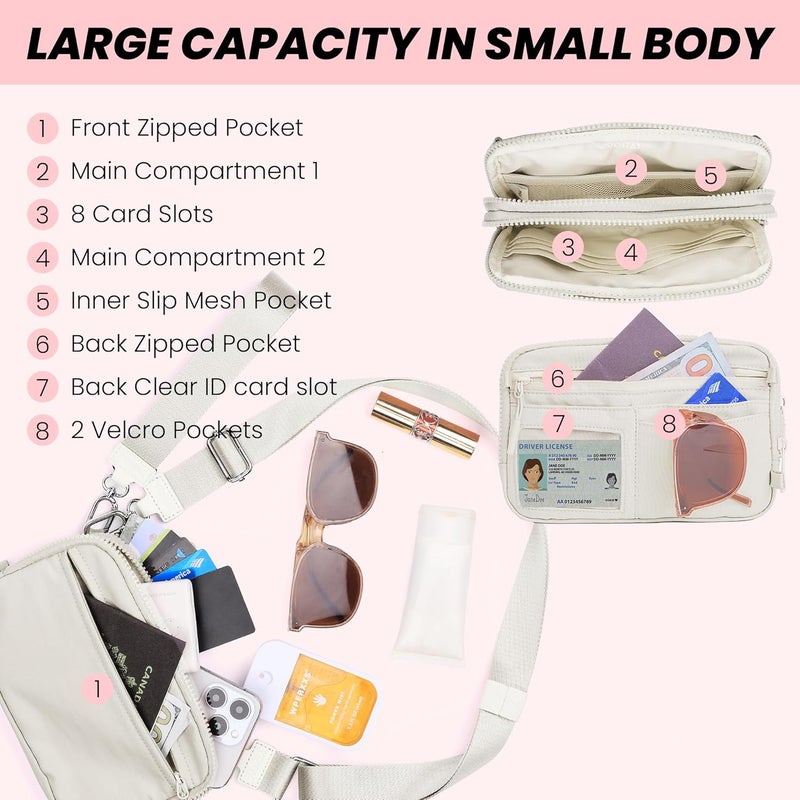 VONAL Store Wristlet Wallets for Women, RFID Wristlet Purse Built in Wallet, Small Nylon Crossbody Bags, Credit Card Holder - Image 4